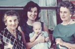 baby Jenny Sturgis, with mother Janet, grandmother Margaret and great grandmother "mame" Mckay