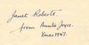 Inscription from Auntie Joyce